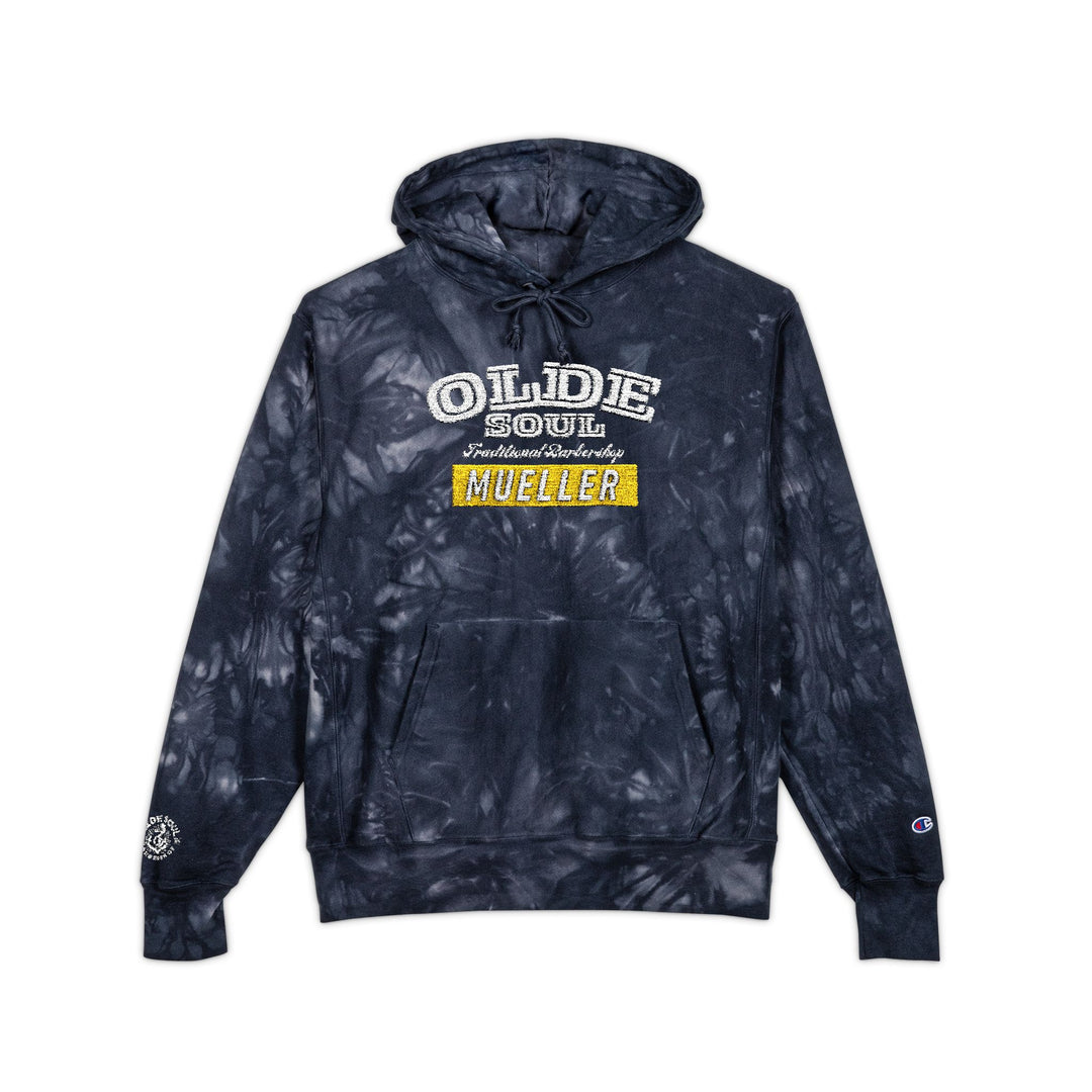 Olde Soul Mueller Tie-Dye Champion Hoodie — Embroidered Graphic